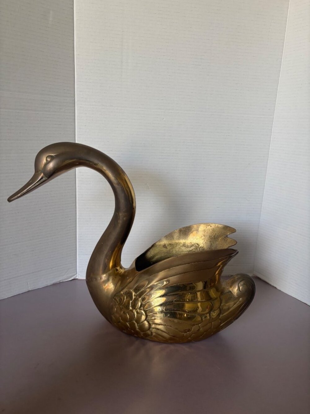 Vintage Brass Swan Planter Or Decorative Sculpture - 12" Tall Elegant Home Decor